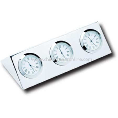 Three City Clock - Silver Plated from China