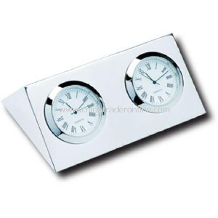 Two City Clock - Silver Plated