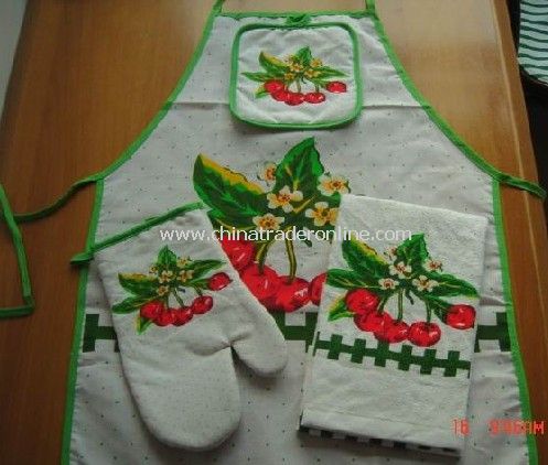 Kitchen Set-Pot Holder, Oven Mitten, Apron