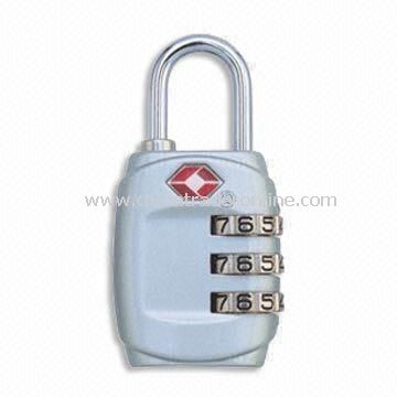 Travel Sentry-approved Three-dial Combination Padlock, Made of Zinc-alloy, Available in Black from China