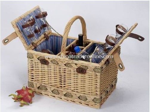 Willow Picnic Basket with Cooler Bag from China