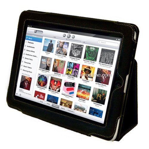 Leather Case Cover and Flip Stand for the Apple iPad - Black