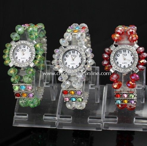 Fashion Watch, Crystal Beads Band Bracelet Watch from China