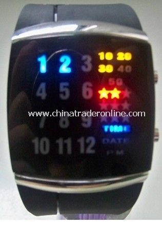 Multicolor 29 LEDs Silver Strap LED Watch from China