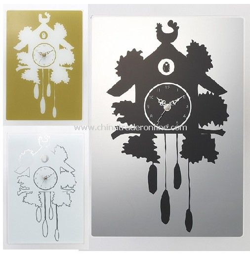 Square Decorative Cuckoo Glass Wall Clock