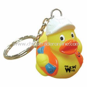 Construction Rubber Duck Keyring