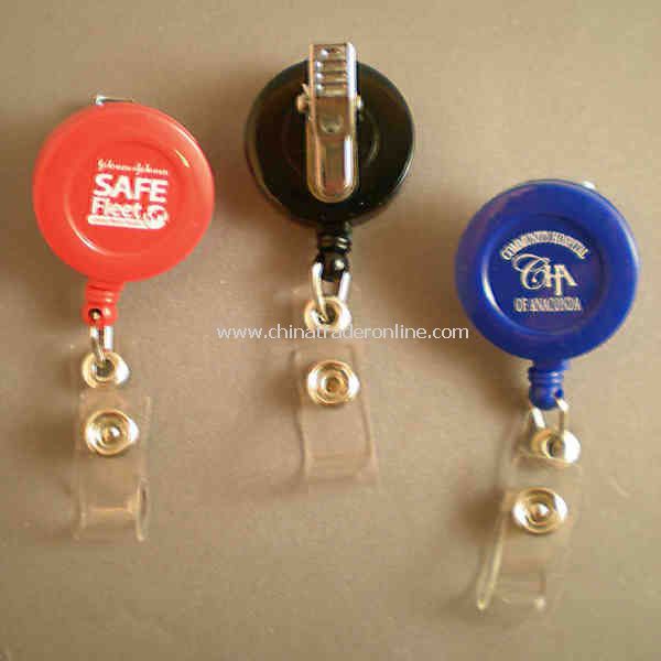 Retractable badge holder with swivel alligator or belt clip with 36 nylon cord. from China