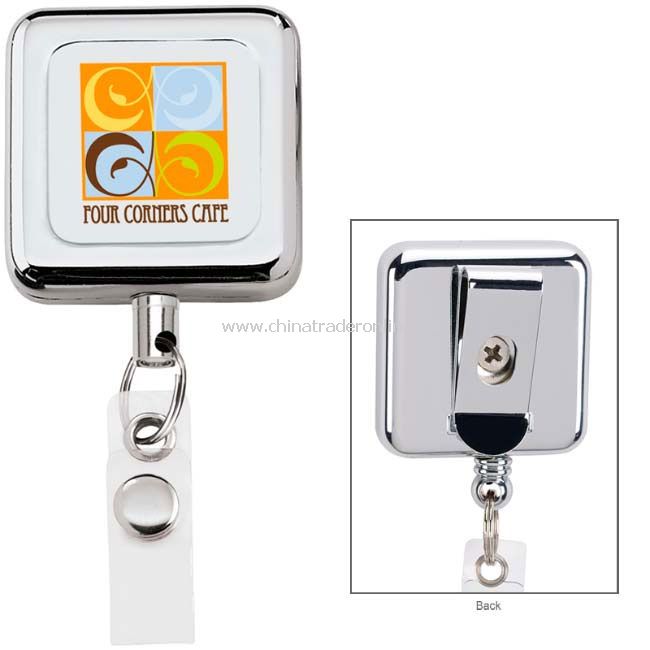 Square Metal Retract Badge Holder