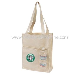 Canvas Mesh Tote Bag w/Bottle Holder