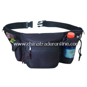 7 ZIPPERS FANNY PACK W/BOTTLE HOLDER & CELL PHONE POUCH & FRONT FLAP