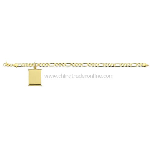 GOLD PLATED BRACLET WITH RECTANGULAR PENDANT