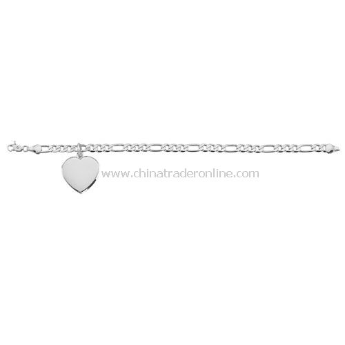 STERLING SILVER PLATED BRACLET WITH HEART PENDANT from China