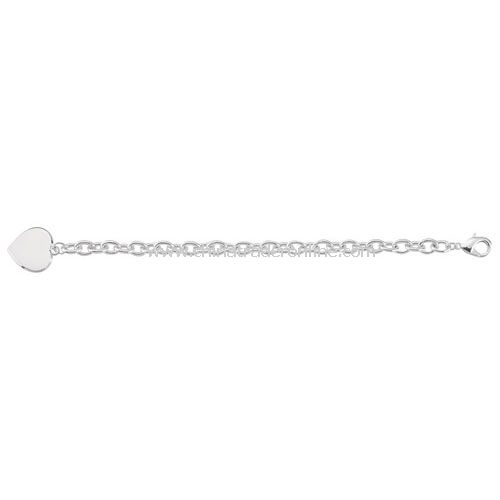 STERLING SILVER PLATED BRACLET WITH HEART PENDANT