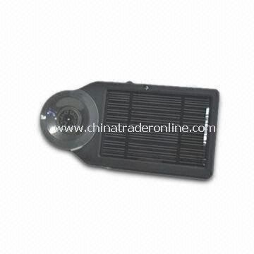In-car Charger with 3.7V at 1,600mAh Lithium Ion Battery and 5.5V at 1W Solar Panel from China