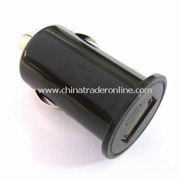 Mobile Phone Mini USB Car Charger with 12 to 24V DC Input Voltage and 1A Charging Rate