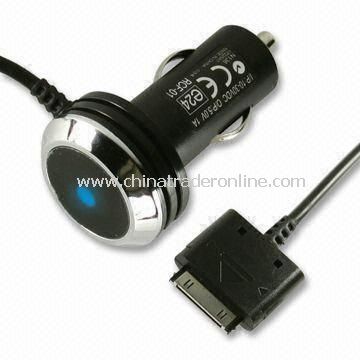 Mobile Phone Mini USB Car Chargers for Apples iPad/iPhone 4/3G/3Gs, Various Colors Acceptable from China