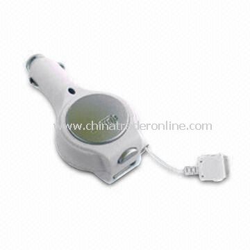 In-car Charger with USB Interface and Over-current/Voltage Protection, Available in Black and White