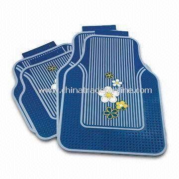 4pcs/Set Blue Rubber Floor Mat, Available in Universal Size Fits Most Cars