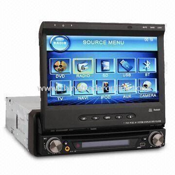 7-inch 1-DIN Touchscreen Car DVD Player, Slide Down Detachable Panel, with GPS/RDS/Bluetooth/TV