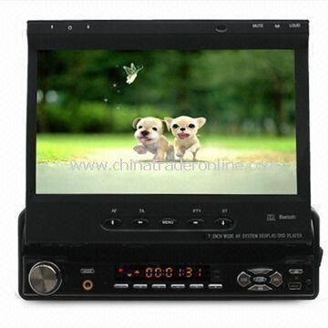 7-inch Motorized Touchscreen 1-DIN Car DVD Player with Detachable Panel, TV, and Bluetooth Function