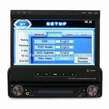 7-inch Touchscreen 1-DIN Car DVD Player, Slide Down Detachable Panel, with GPS/RDS/Bluetooth/TV