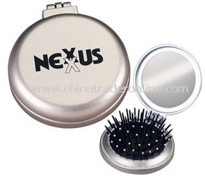Compact Hairbrush with Mirror