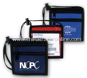 Neck Wallet w/ Two Zipper Pockets & Clear Pocket