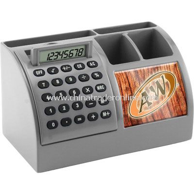 Desk caddy with calculator