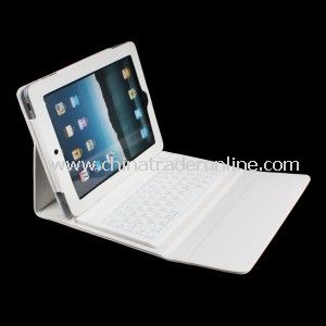 White Deluxe Bluetooth Keyboard Synthetic Leather Book Style Folio Case for Ipad