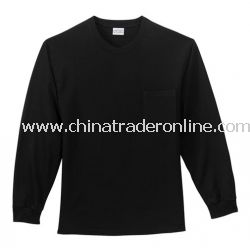 100% Cotton Long Sleeve T-Shirt with Pocket