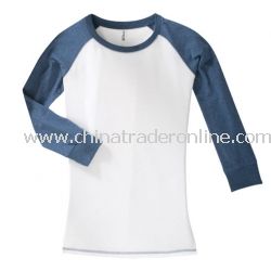 District Threads Junior Ladies 3/4-Sleeve Perfect Weight Raglan Tee from China