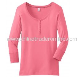 District Threads Junior Ladies 3/4-Sleeve Perfect Weight Scoop Henley from China