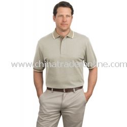 Twill Interlock Sport Shirt with Stripe Trim