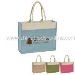 Jute Reusable Tote Bag With Front Pocket