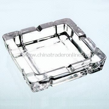 Glass Ashtray for Cigarettes and Cigars Made of Machine-Made Glass Available in Different Colors