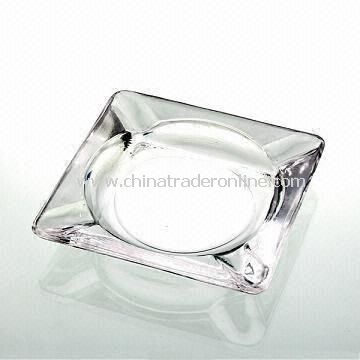 Glass Ashtray with Size of 8.9 x 8.9 x 1.6cm