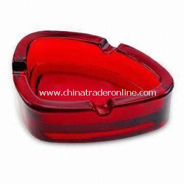 Red Glass Ashtray, Measuring 9.5 x 6.8 x 2.8cm from China