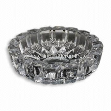 Round-shaped Glass Ashtray with Top Diameter of 160mm