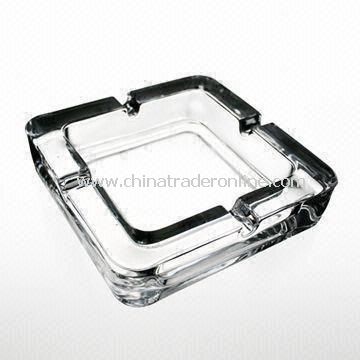 Square Glass Ashtray, Used for Cigarettes, Made of Machine-Made Glass, Available in Different Colors