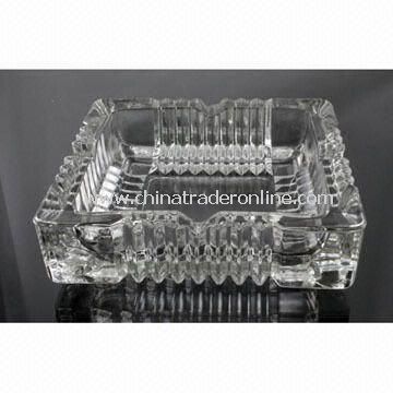 Square-shaped Glass Ashtray, Different Sizes are Available