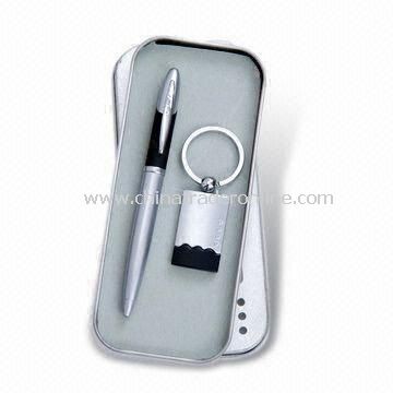 2-piece Stationery Gift Set, Includes Ball Pen and Keychain, Ashtray, Belt and Tie