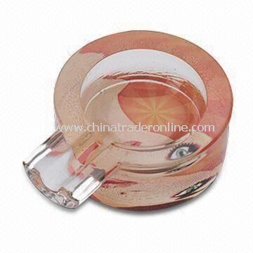 5.8 x 7.7 x 2.6cm Ashtray, Made of Glass, Customized Printings are Accepted from China