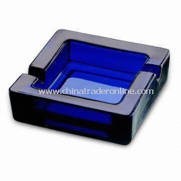 Blue Glass Ashtray, Measuring 11 x 11 x 3.5cm