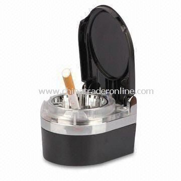 Car LED Ashtray, Weighs 124g, Available in Black, Sliver and Blue, Measures 72 x 90 x 50mm from China