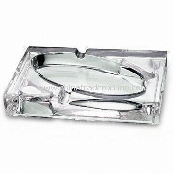 Glass Ashtray in Square Shape, Measuring 12.8 x 8.3 x 2.8cm from China