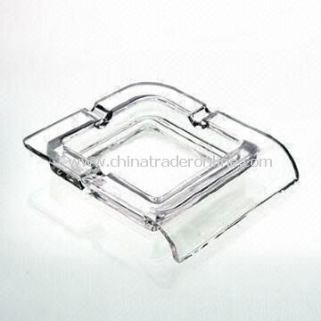 Glass Ashtray with Brand for Promotional Item, Measuring 12.4 x 14.2 x 2.6cm from China