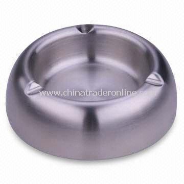 Round-shaped Ashtray, Made of Stainless Steel, Customized Designs are Available