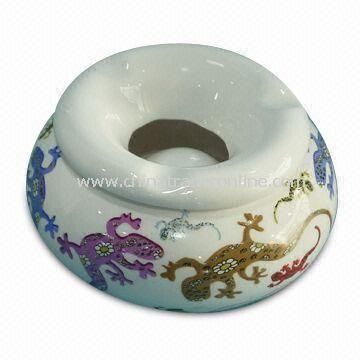 Ceramic Ashtray, Made of Dolomite Material, with Decal, Measures 10 x 10 x 5cm