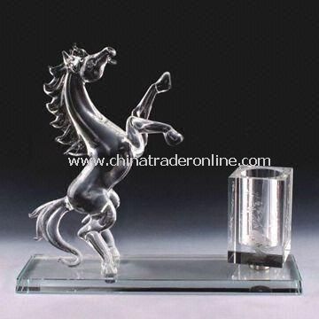 Crystal Figurine with Pen Set, Paperweight, Ashtray and Business Card Holder, Luxurious