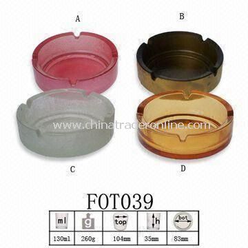Round Glass Ashtray, Available in Various Colors, 130mL Capacity, Customized Design are Accepted from China